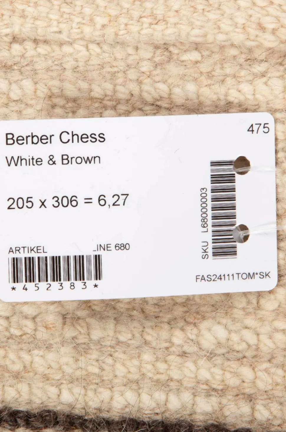 Bargi Uldtæppe Berber Chess 205x306 cm