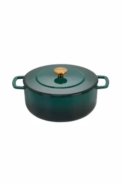 Combekk Støbejernsgryde 28 cm Holly Green med guldknop