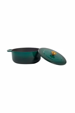 Combekk Støbejernsgryde 28 cm Holly Green med guldknop