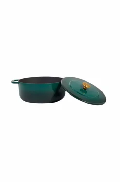 Combekk Støbejernsgryde 24 cm Holly Green med guldknop