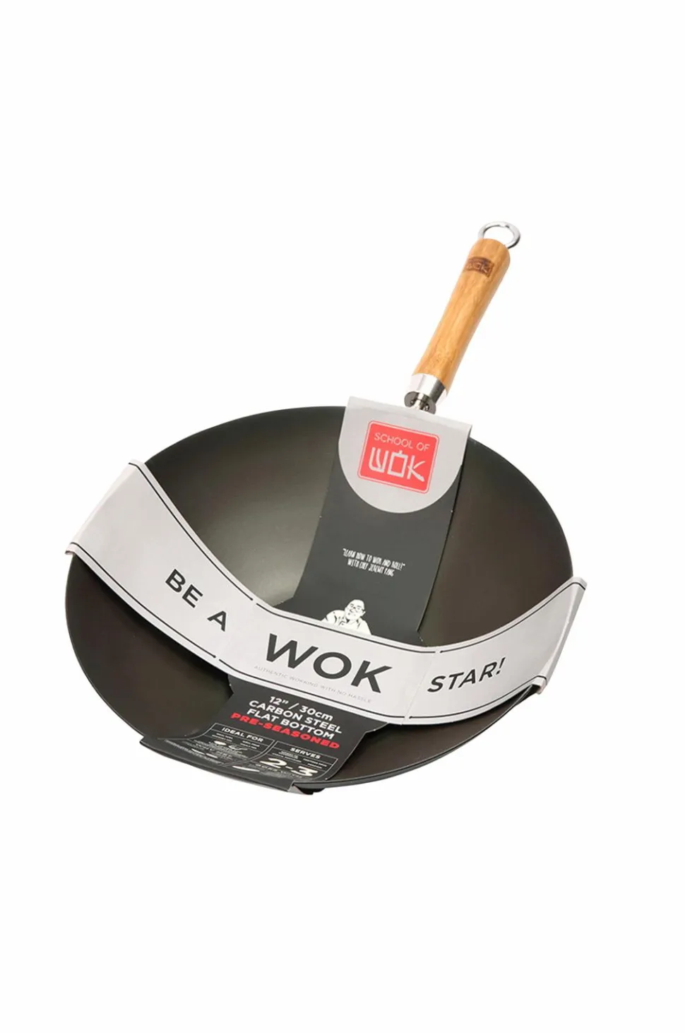 Dexam Wok Wok Star Pre-Seasoned 30 cm med bambushåndtag
