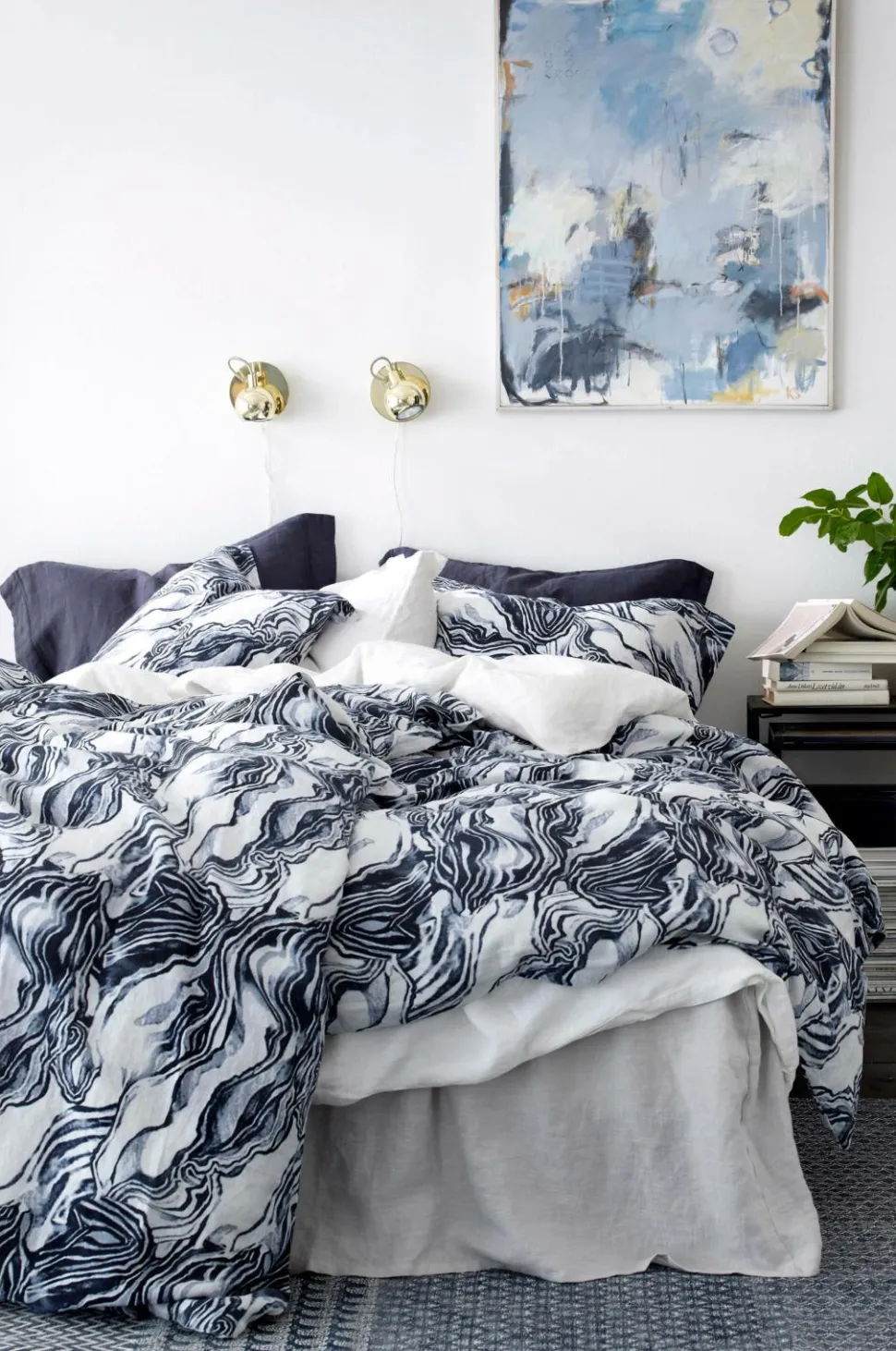 Ellos Home Sengekappe Candice i vasket hør 45 cm