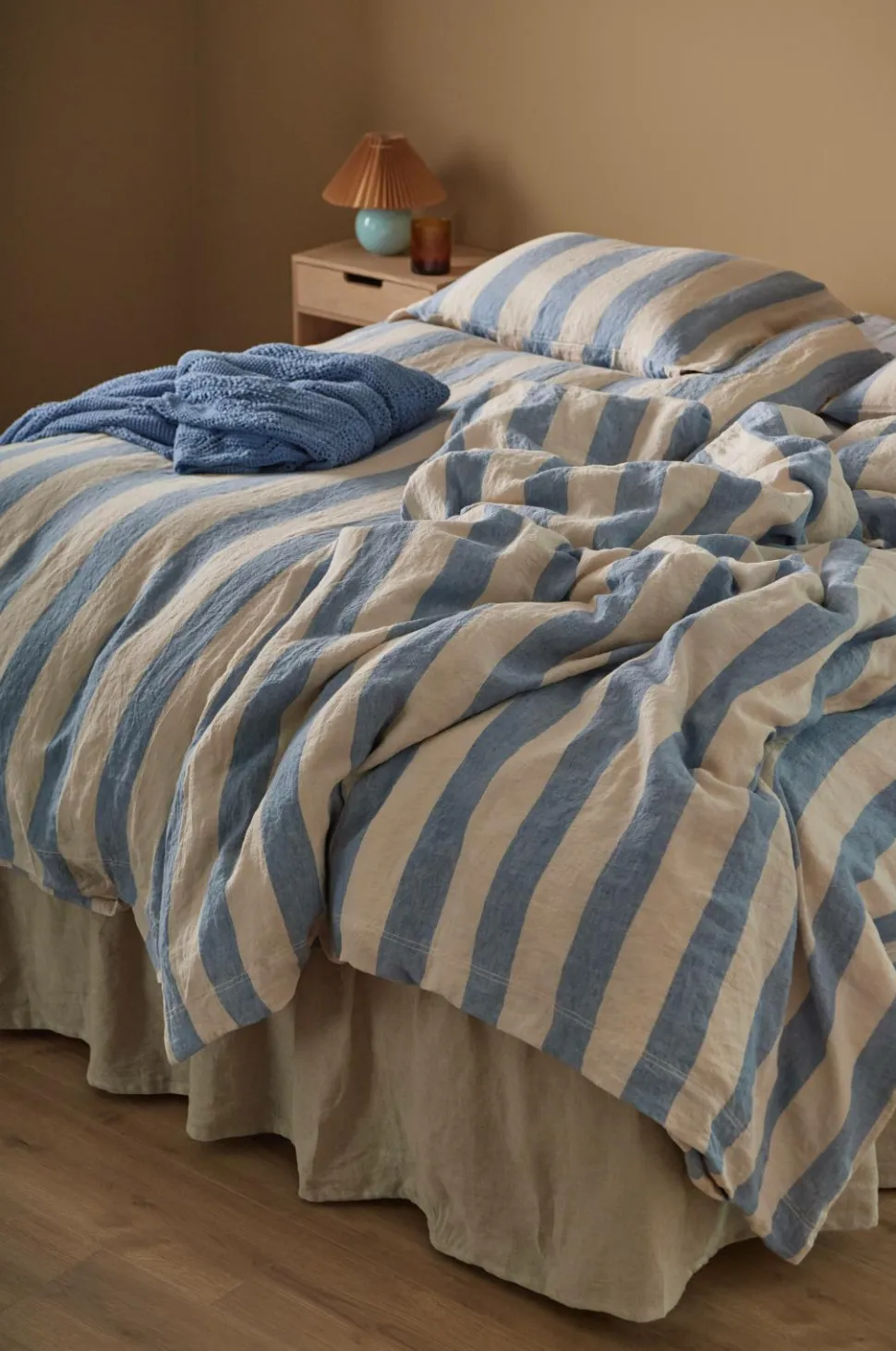 Ellos Home Sengesæt Candice Block Stripe i vasket hør, 2 dele
