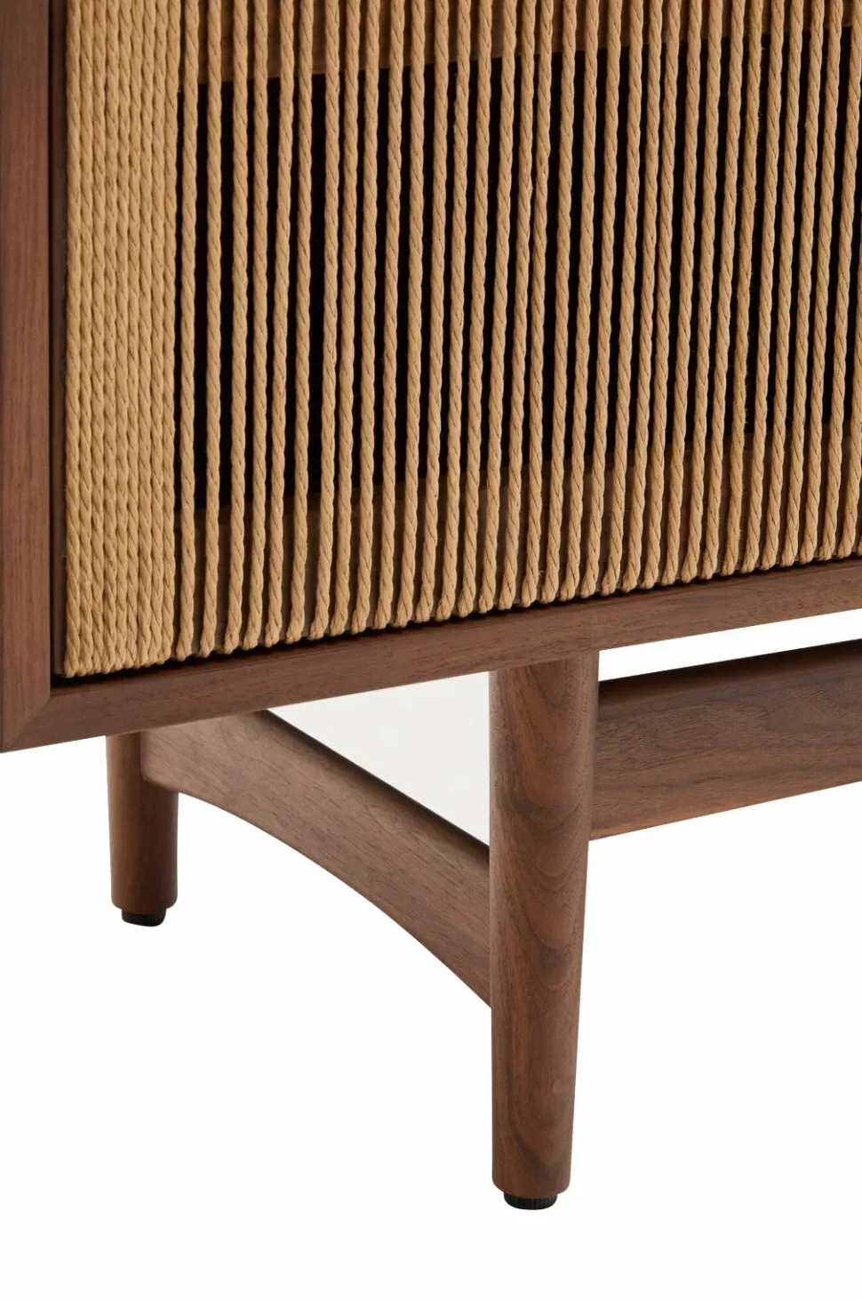 Kave Home Elan Tv skab 3 døre finer og massiv valnød og snor 200 x 50 cm Fsc 100% Fsc