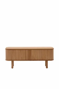 Kave Home Mailen tv-bord med 2 døre i askefinér med mørk finish 120 x 50 cm