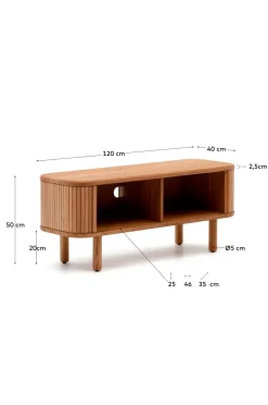 Kave Home Mailen tv-bord med 2 døre i askefinér med mørk finish 120 x 50 cm