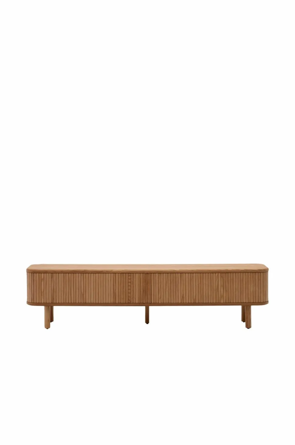 Kave Home Mailen tv-bord med 2 døre i askefinér med mørk finish 200 x 50 cm