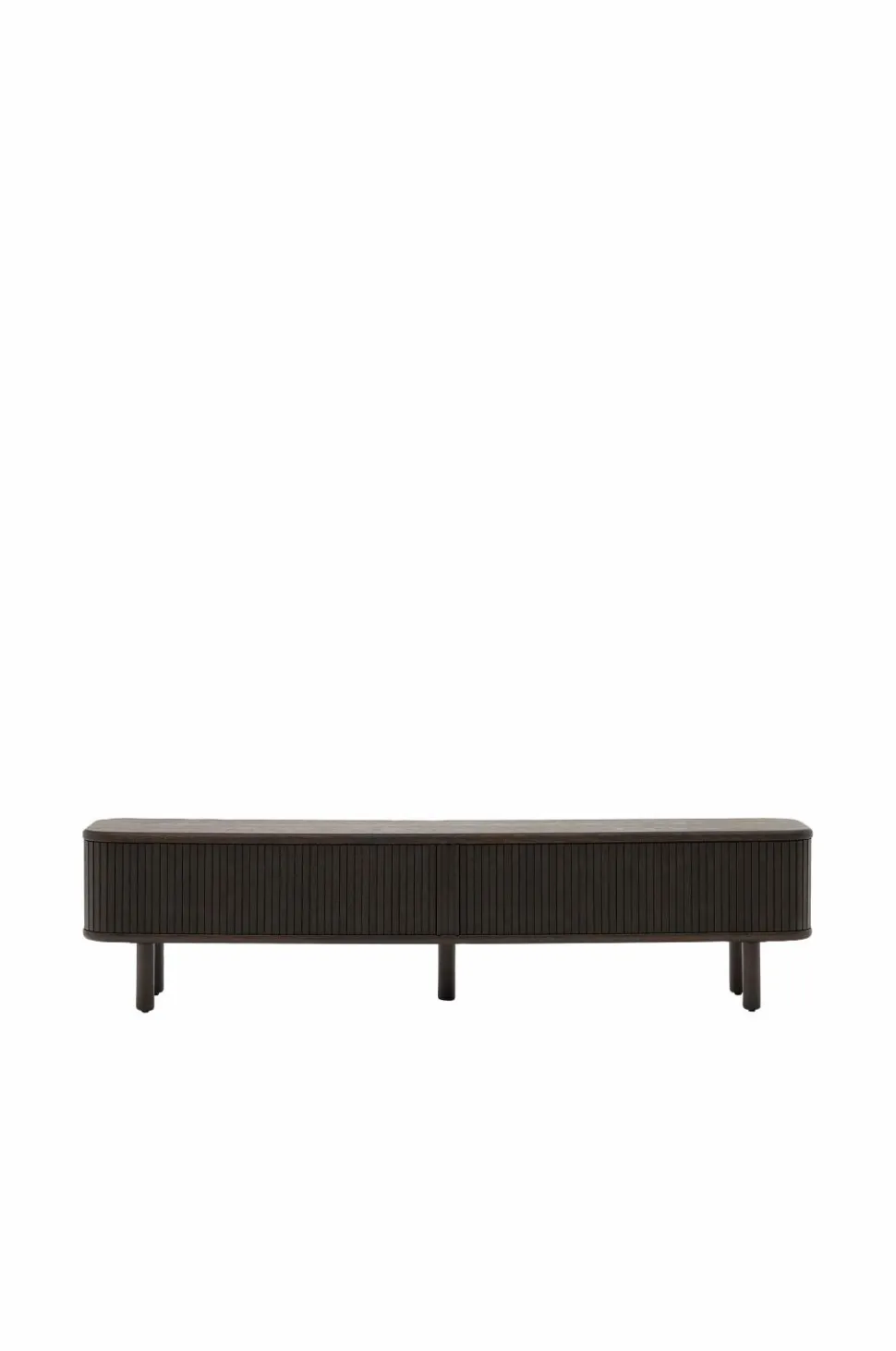 Kave Home Mailen tv-bord med 2 døre i askefinér med mørk finish 200 x 50 cm