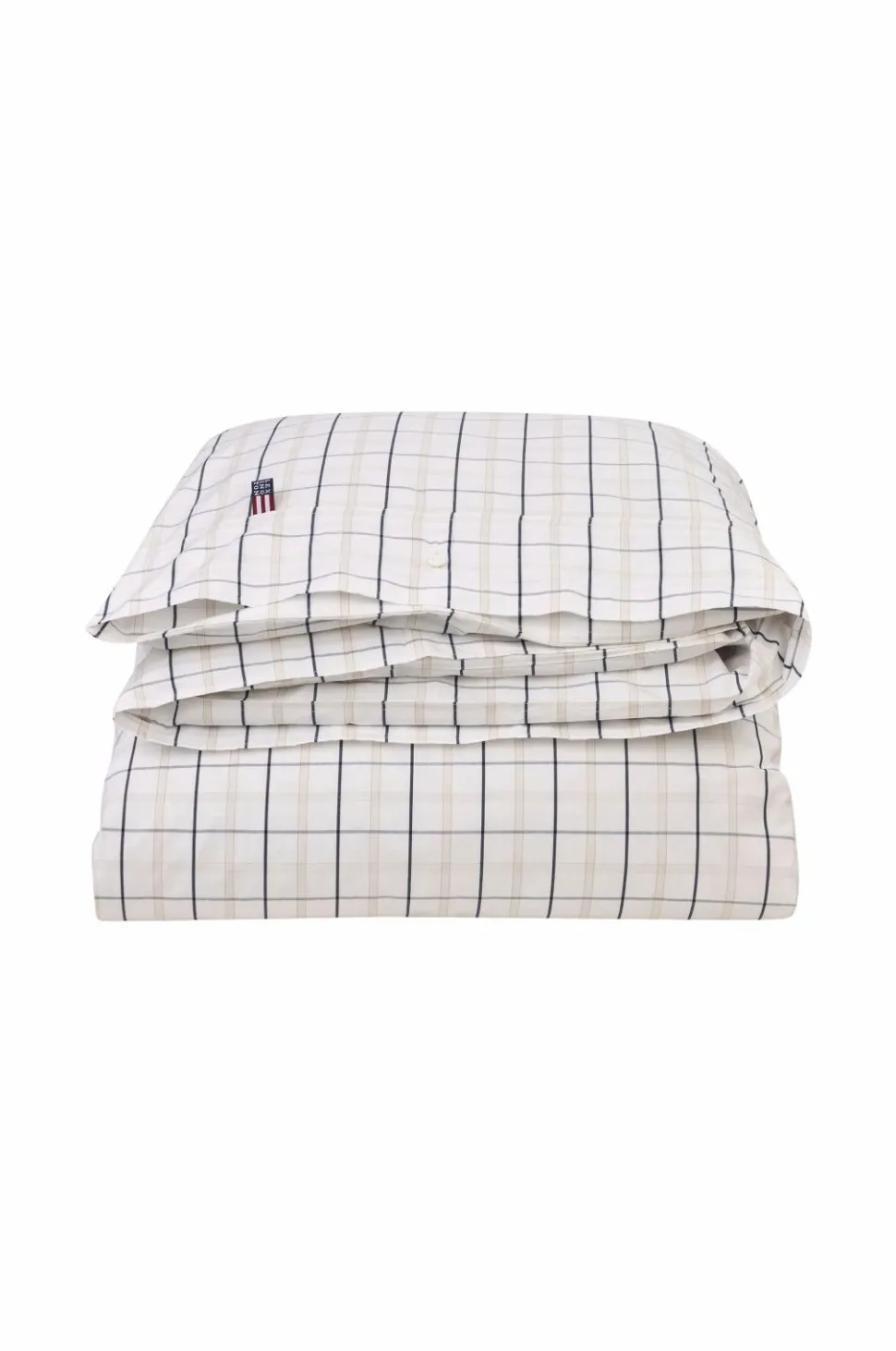 Lexington Hvid/beige/navy ternet bomulds-poplin dynebetræk