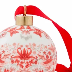 Spode WM Bauble - Strawberry Thief, Indian Red