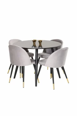 Venture Home Spisebordssæt Plaza med 4 stole Velvet