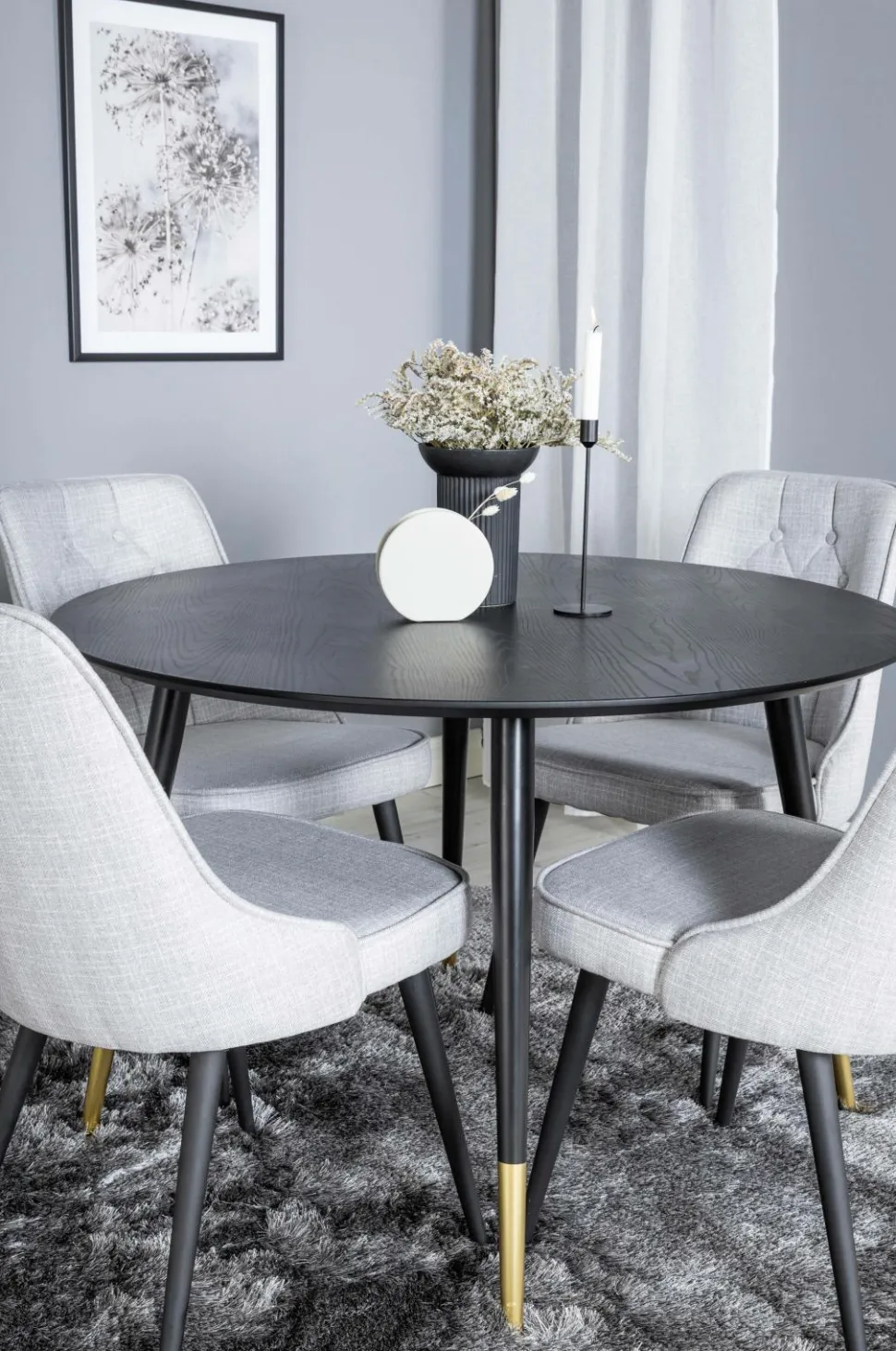 Venture Home Spisegruppe Dipp med 4 stk. stole Velvet Deluxe